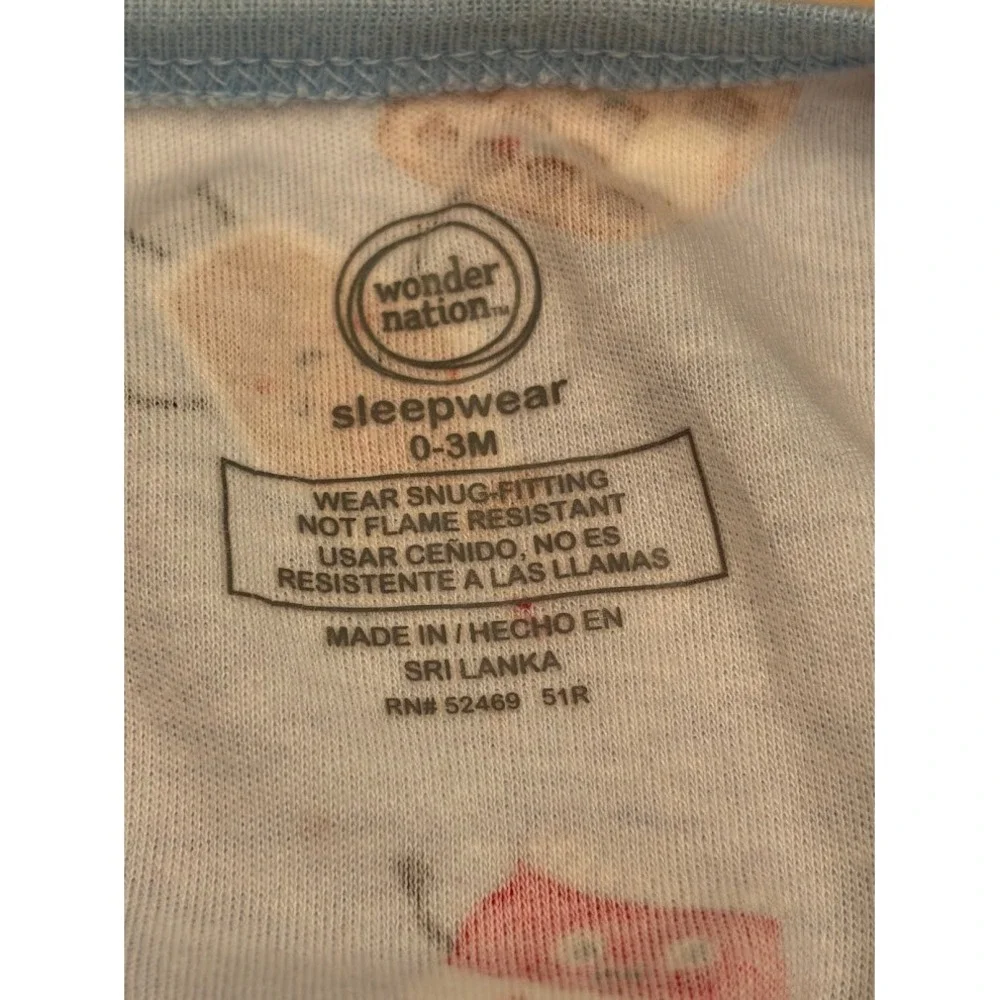 Wonder Nation Baby Boys Blue Breakfast Food Print Footed Sleeper Pajamas 0-3M